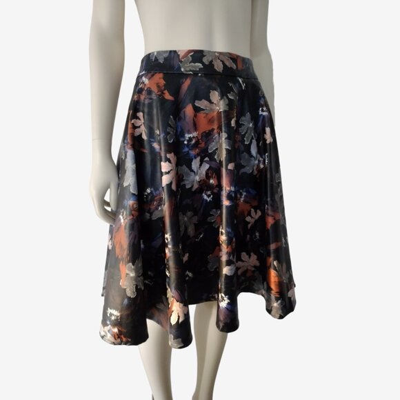 Amee Hanke Black Printed PU Leather High Waisted Fit and Flare Skirt XL - Picture 2 of 8